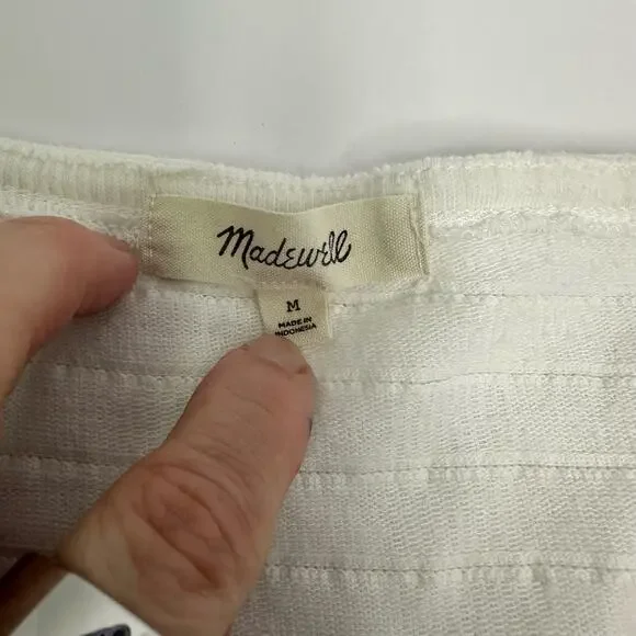 Madewell Cream Textured Cropped V-Neck Tee Size M - Picture 4 of 10